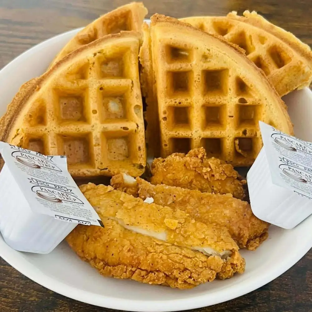 Chicken and Waffles at Carmen's Diner in Bremen, IN